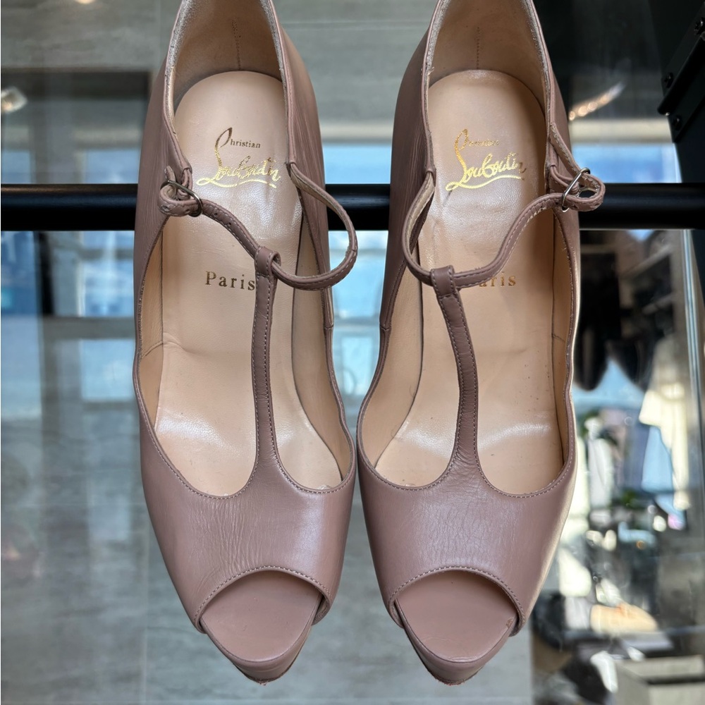 Christian Louboutin Nude T-Strap Heels
